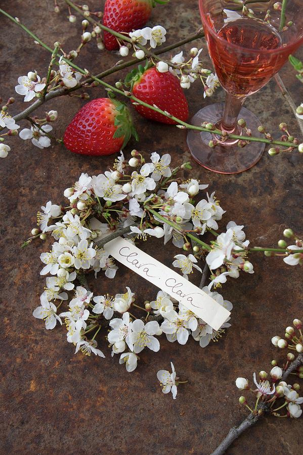 Wreath Of Blackthorn Flowers With Hand-written Label Photograph by Martina Schindler