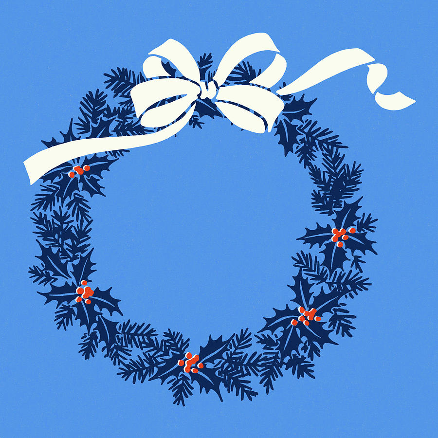 Christmas Drawing - Wreath with a Bow by CSA Images