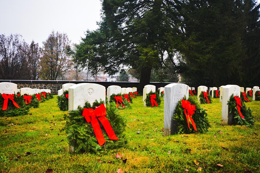 Wreaths on Graves at the National Cemetery Photograph by Pamela Cope ...