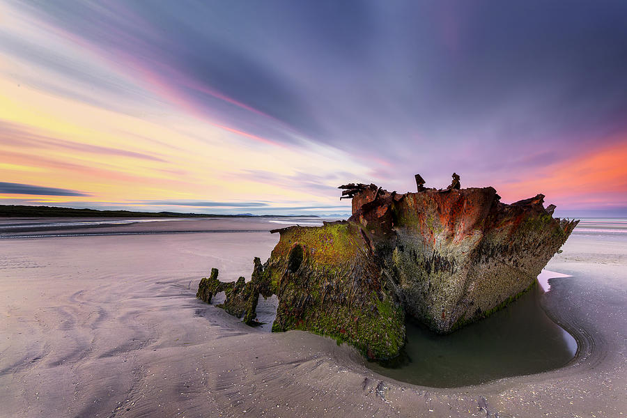 Sunset Photograph - Wreck Of The Irish Trader by Peter Krocka