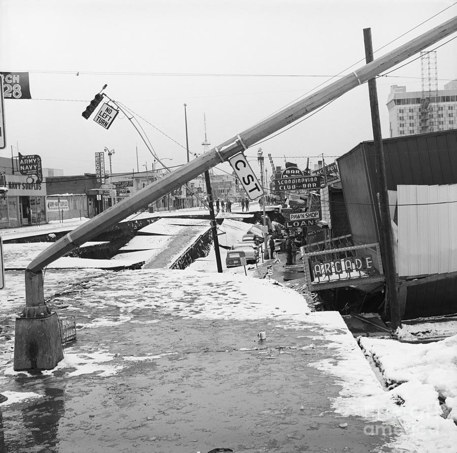 Wreckage Of An Anchorage Street Photograph by Bettmann