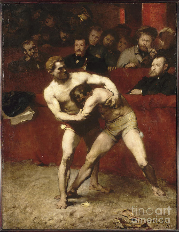Wrestlers. Artist Falguière, Alexandre Drawing by Heritage Images