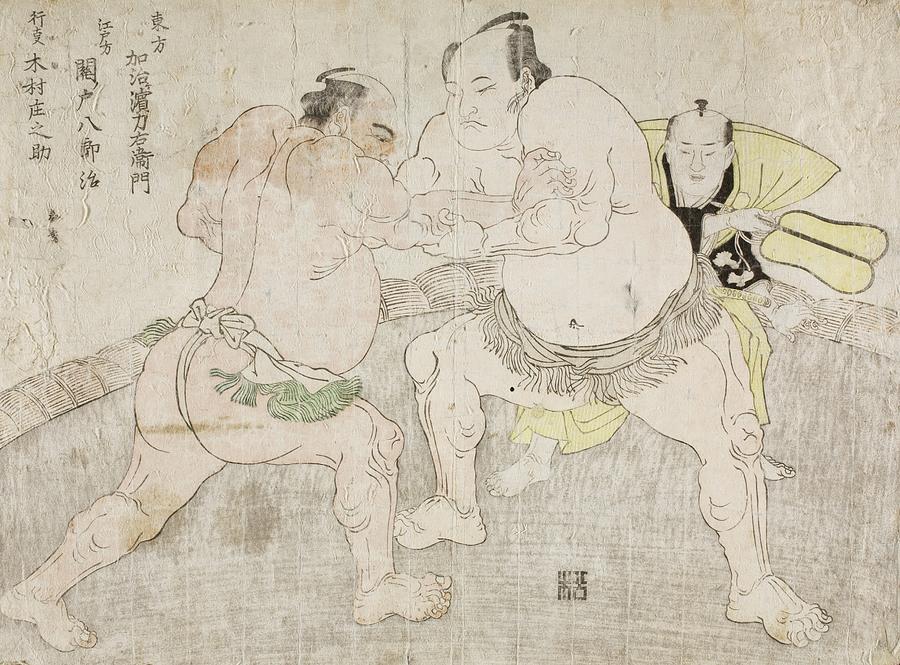 Wrestlers Kajigahama Rikiemon Of The Eastern Group Painting by Katsukawa Shunsho Wrestlers Kajigahama Rikiemon Of The Eastern Group Painting by Katsukawa Shunsho