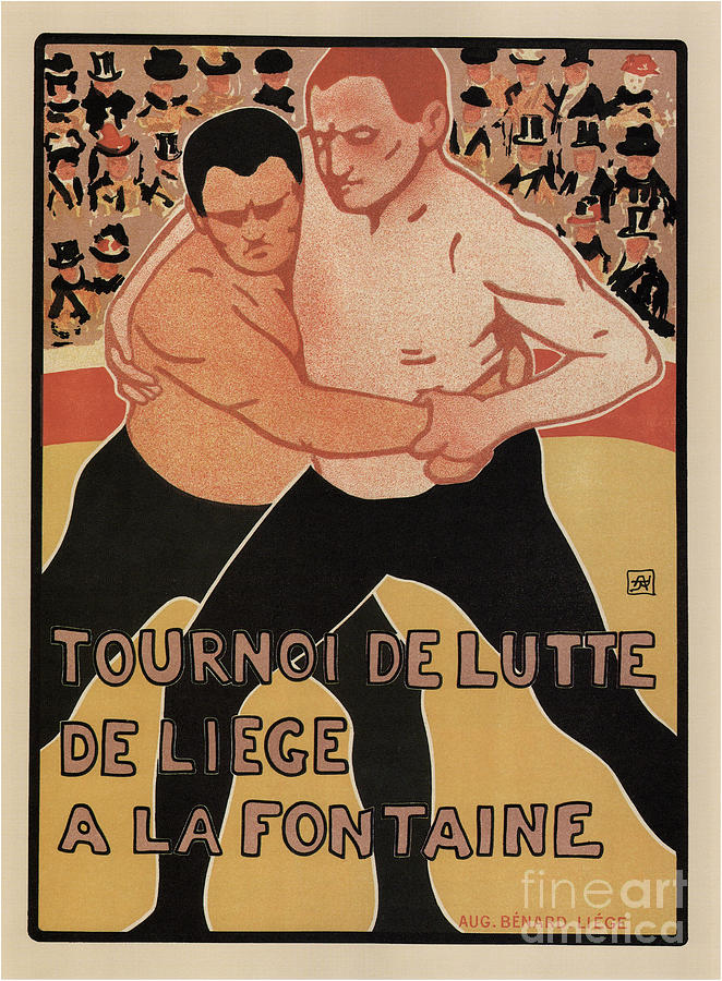 Wrestling Tournament, Liège, 1899 Drawing by Heritage Images