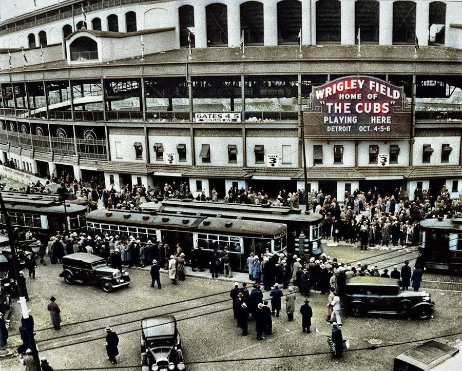 Wrigley Field vintage photo photograph print Chicago Cubs baseball stadium  1930s colorized by Ahmet Painting by Celestial Images - Fine Art America