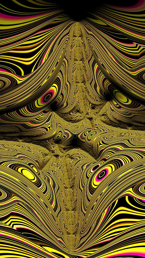 Wrinkles and Eyes Yellow Fractal Abstract Digital Art by Shelli Fitzpatrick