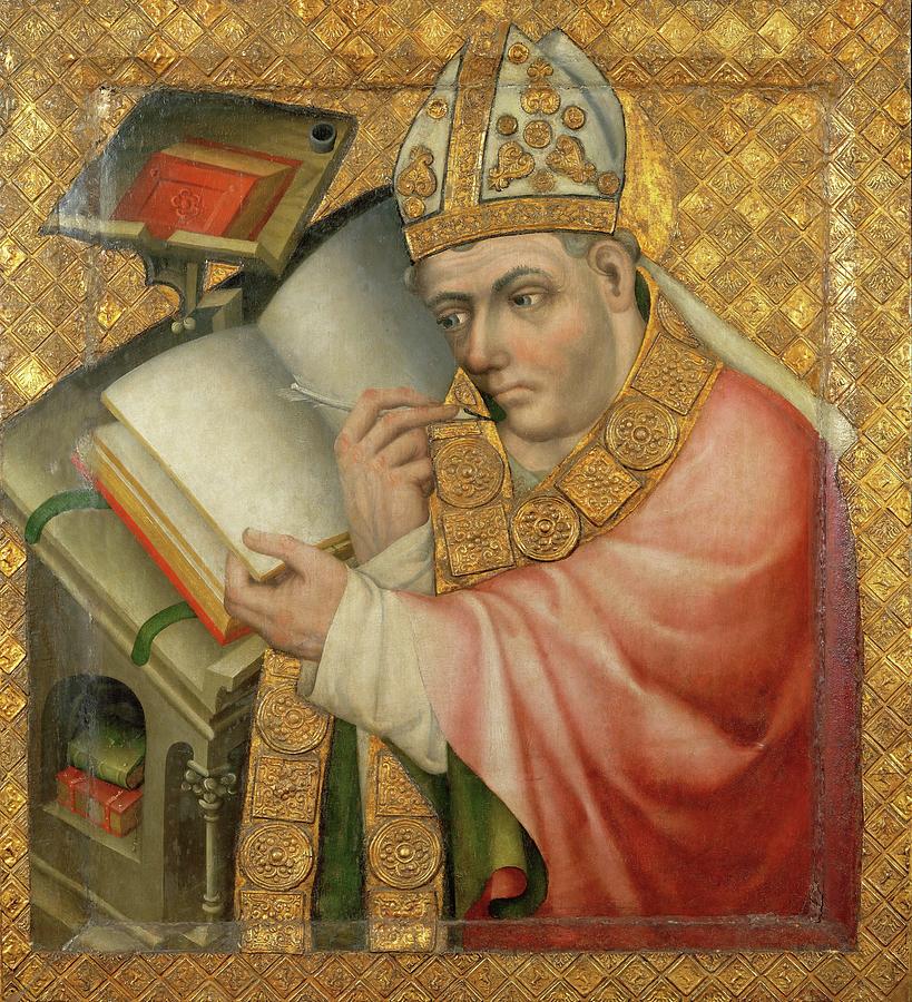 Writing Bishop. Tempera on wood -before 1365-. Painting by Master Theoderich Master Theoderich