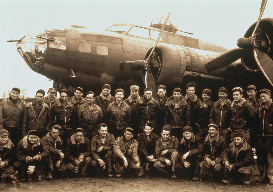 Ww II B-17 Bomber And Crew, Portrait By Frank Whitney