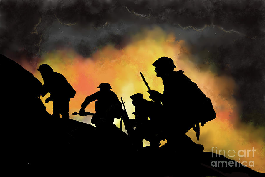 WWI Infantry Digital drawing Digital Art by Tim Wayland | Fine Art America