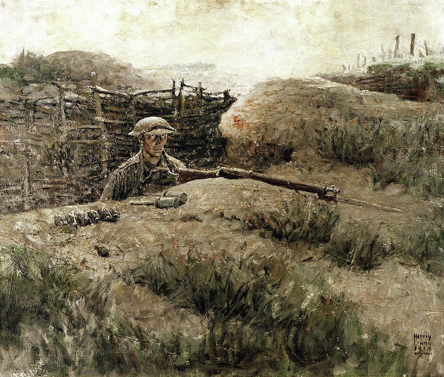 Wwi: Sentry, 1918 Painting by Captain Harvey Dunn Wwi: Sentry, 1918 Painting by Captain Harvey Dunn