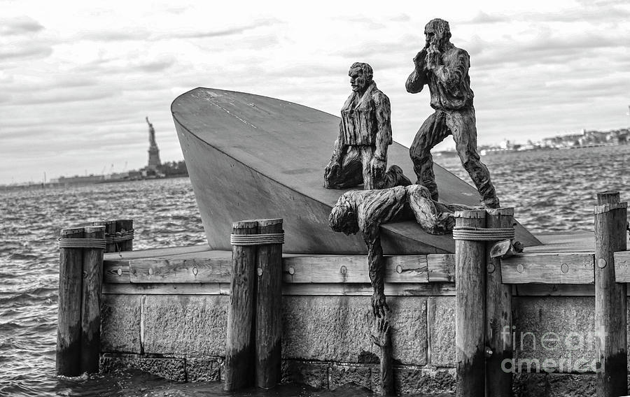 WWII Merchant Marine Memorial BW NY Photograph by Chuck Kuhn