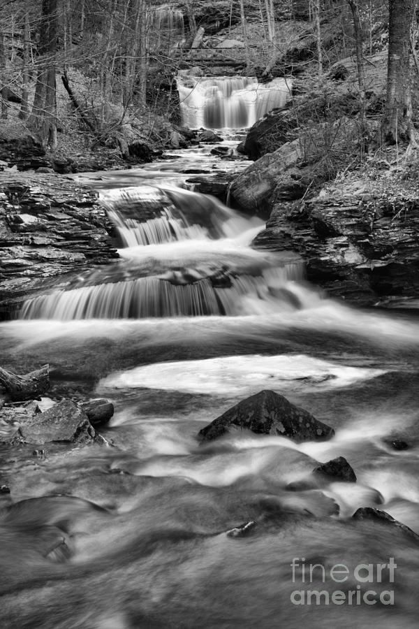 Waterfall Photograph - Wyandot Falls Fall Portrait Black And White by Adam Jewell