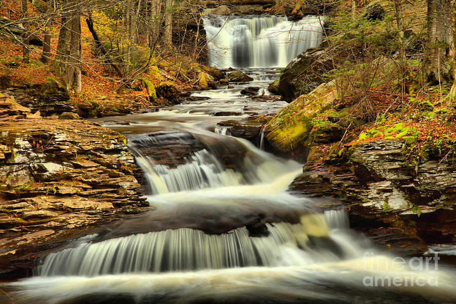 Waterfall Photograph - Wyandot Falls Stream by Adam Jewell