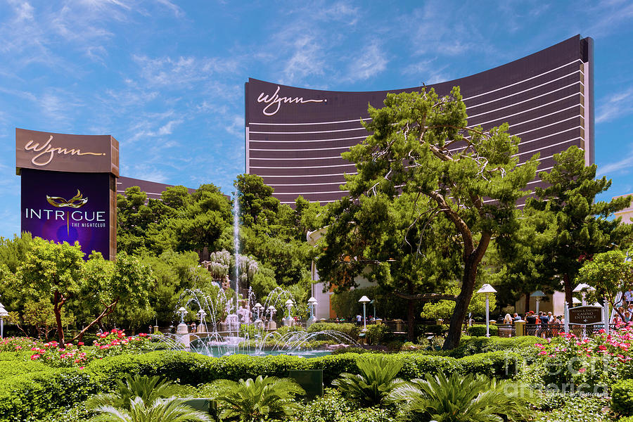 Wynn Casino Sign and Fountains in the Afternoon Photograph by Aloha Art