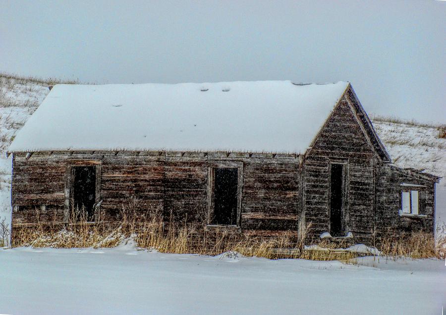 Wyoming Cabin in Winter HDR Photograph by Cathy Anderson