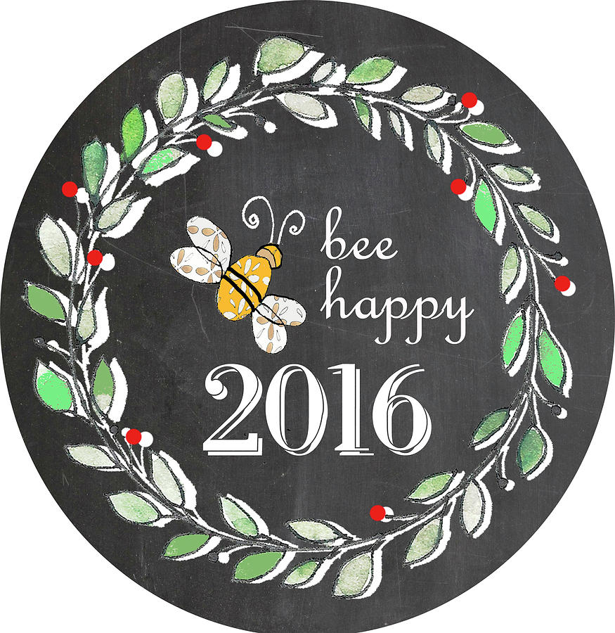 Typography Mixed Media - Xmas Bee Happy by Effie Zafiropoulou