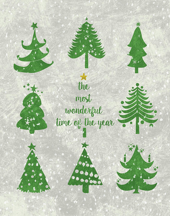 Christmas Mixed Media - Xmas Trees by Erin Clark