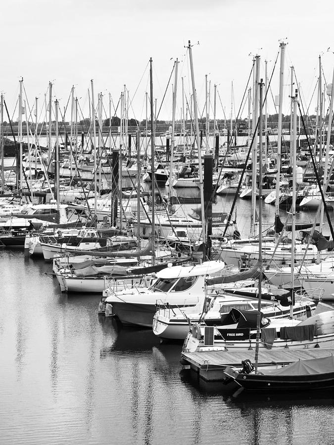Yacht Harbour Burnham On Crouch In Black And White Photograph by Gill Billington
