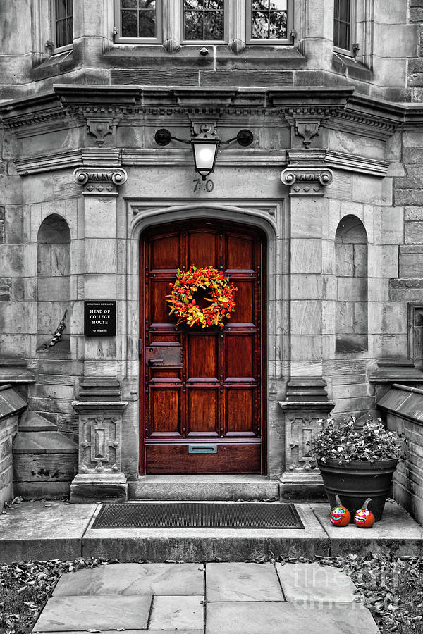 Yale University Doorway  3567 bw Photograph by Jack Schultz