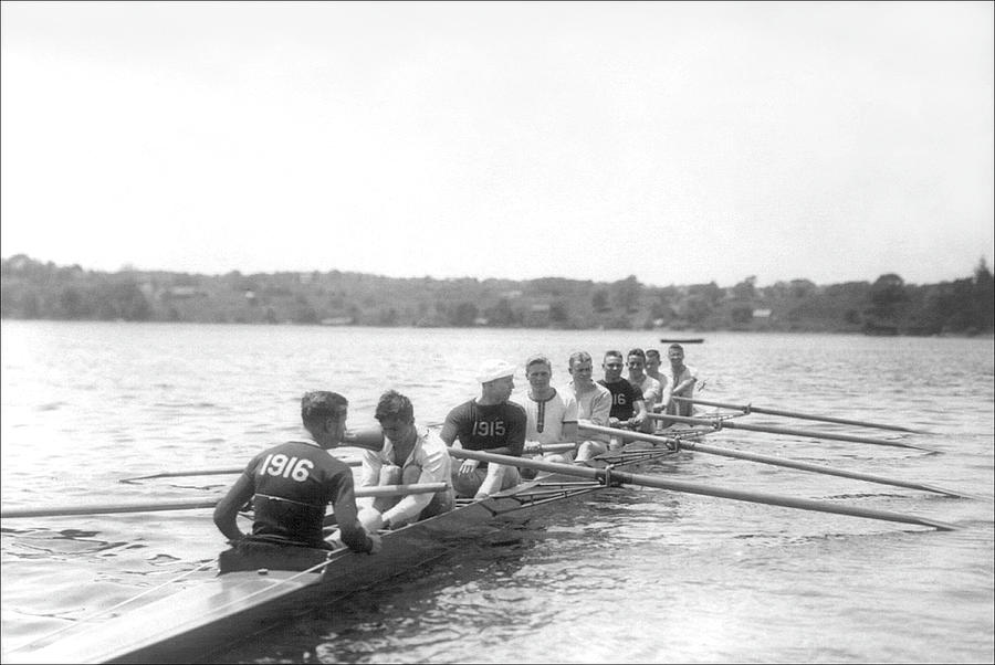 Yale varsity crew practicing Painting by Unknown