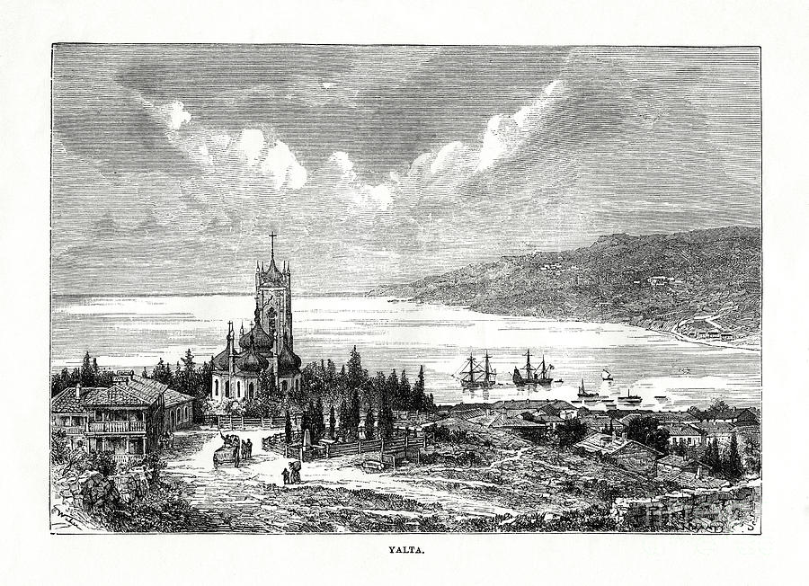 Black And White Drawing - Yalta, Southern Ukraine, 1879.artist C by Print Collector