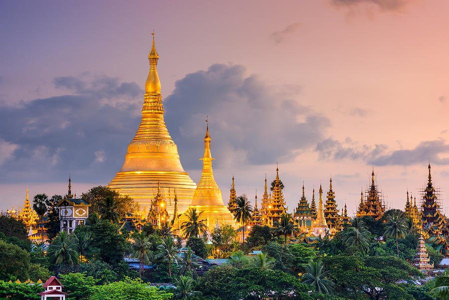 Landscape Photograph - Yangon, Myanmar View Of Shwedagon by Sean Pavone