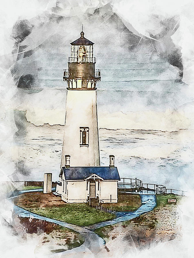 Yaquina Head Light, Oregon - 02 Painting by AM FineArtPrints