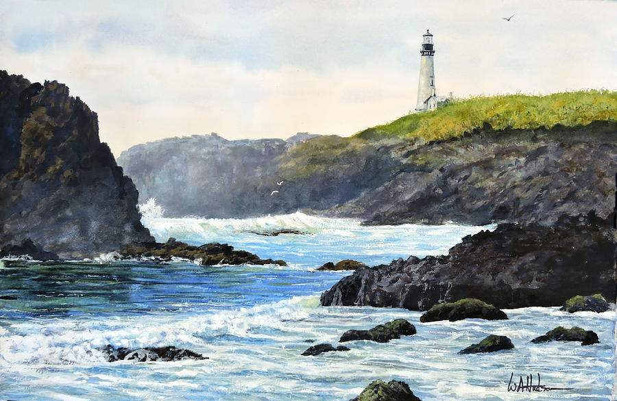 Yaquina Head Lighthouse Painting by Bill Hudson
