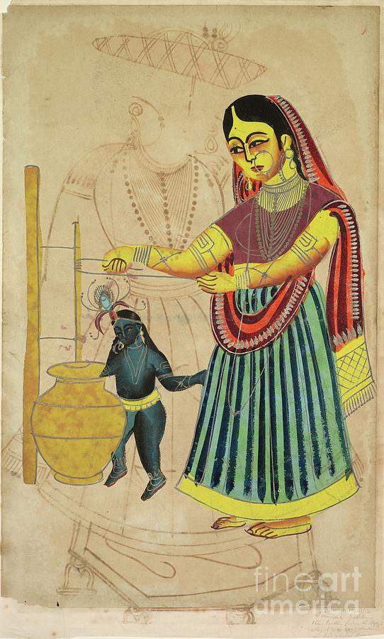 Yasoda Churning Butter Drawing by Heritage Images
