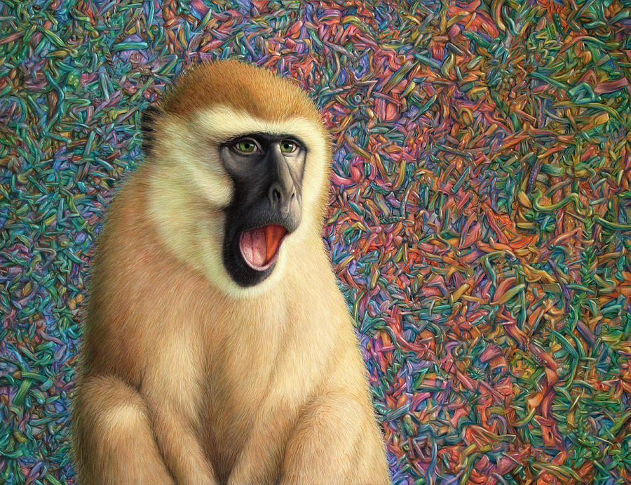 Monkey Mixed Media - Yawn by James W. Johnson