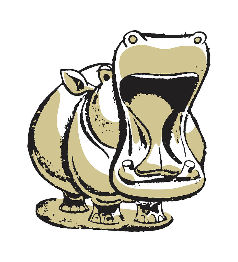 Hippopotamus Drawing - Yawning Hippopotamus by CSA Images