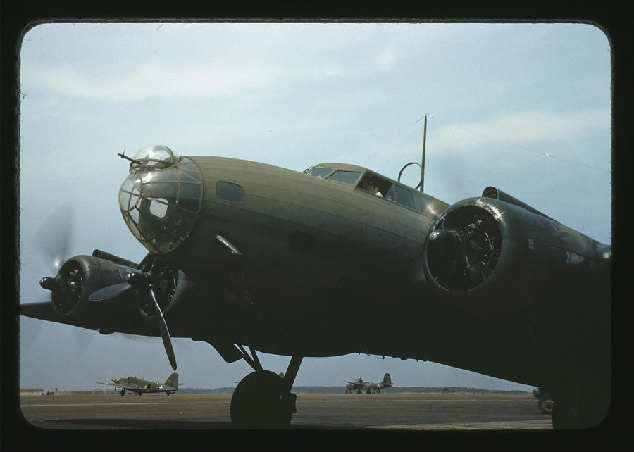 YB-17 bomber warming up Painting by Palmer, Alfred T YB-17 bomber warming up Painting by Palmer, Alfred T