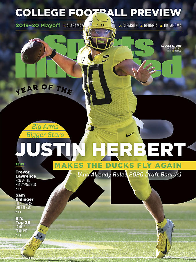 University Of Oregon Photograph - Year Of The Qb University Of Oregon Justin Herbert, 2019 Sports Illustrated Cover by Sports Illustrated
