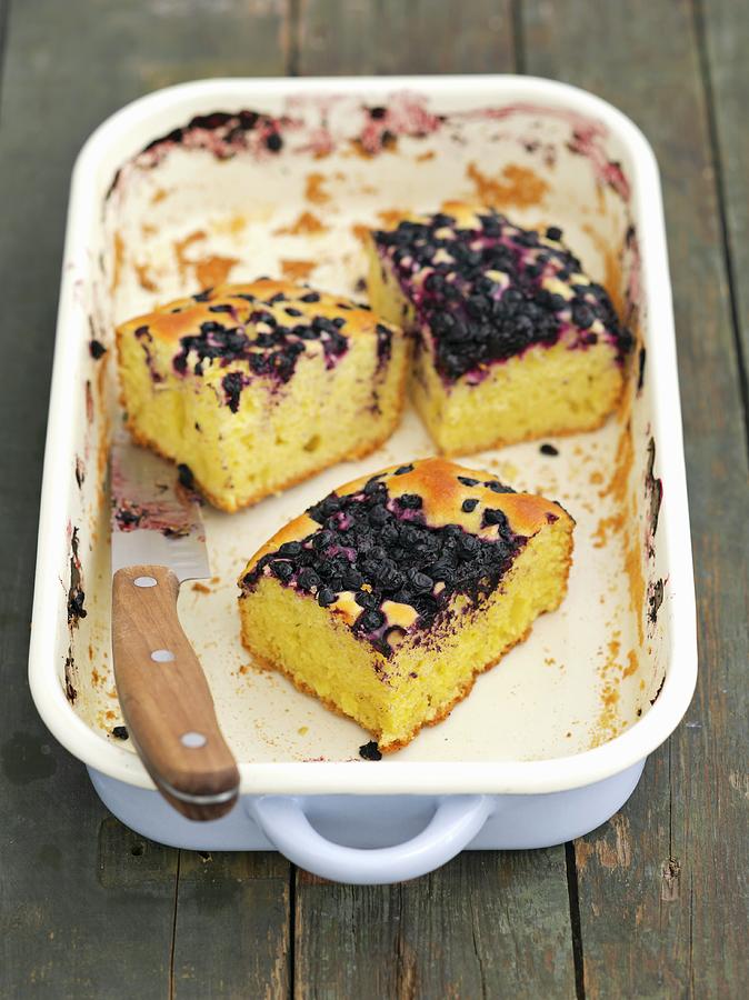 Yeast Cake With Blueberries In A Baking Dish Photograph by Rua Castilho