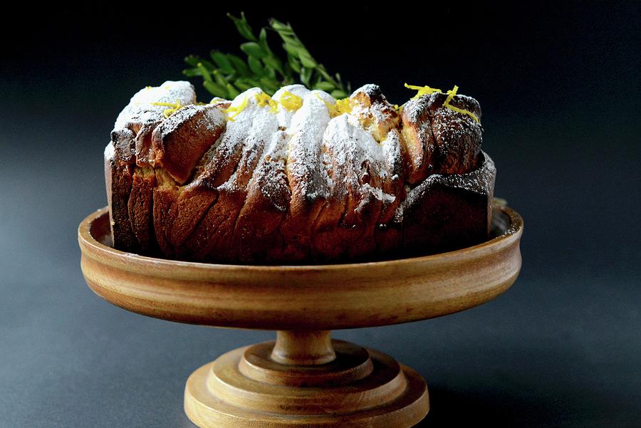 Yeast Cake With Icing Sugar And Lemon Zest Photograph by Dorota Piekarska
