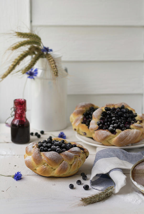 Yeast Dough Pastries With Blueberries Photograph by Joanna Lewicka