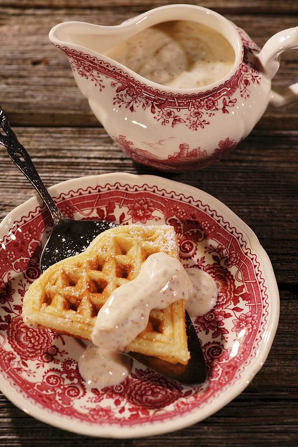 Yeast Waffles With Almond Cream Photograph by Elisabeth Berkau