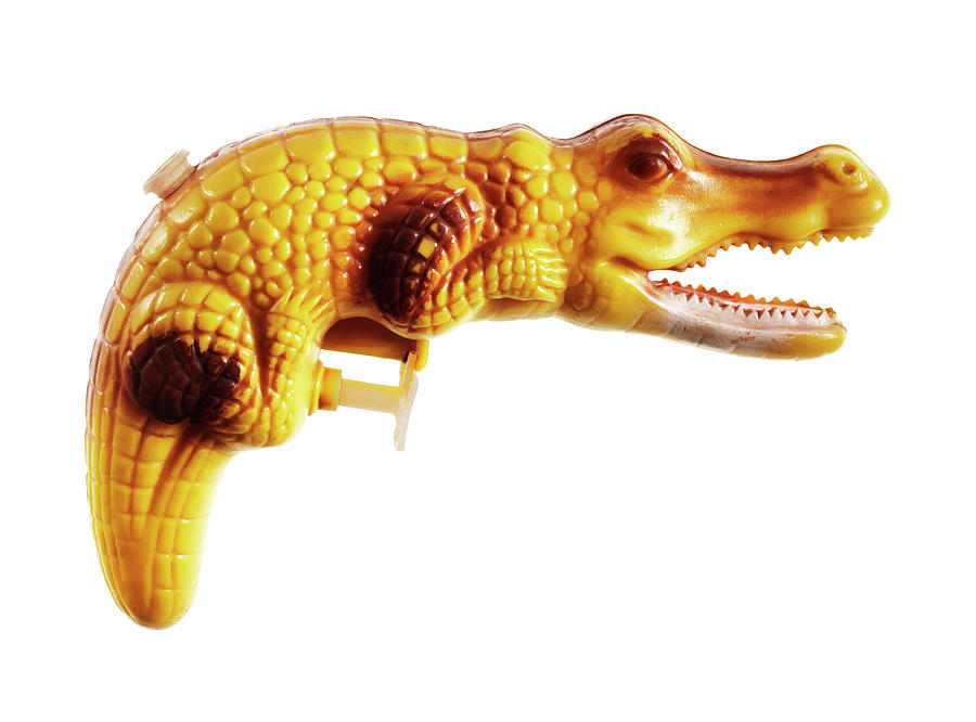 Alligator Drawing - Yellow Alligator Squirt Gun by CSA Images