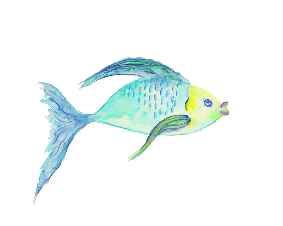 Yellow And Blue Fish I Painting by Julie Derice