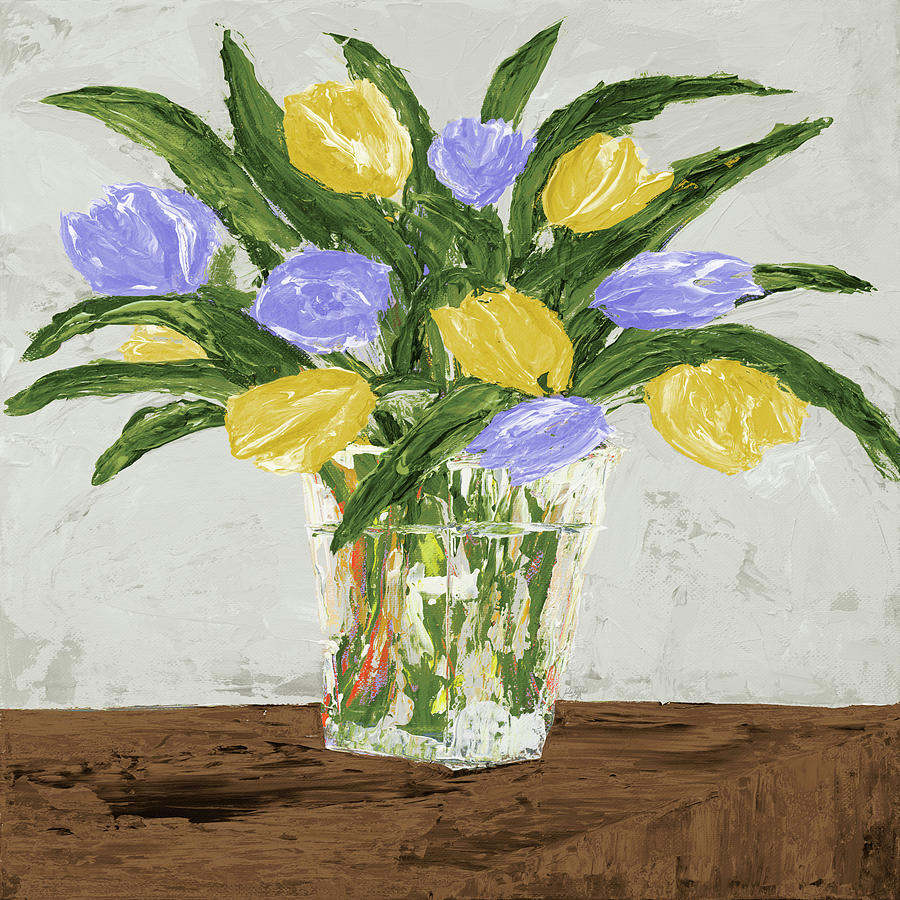 Tulip Painting - Yellow And Purple Tulips by South Social D