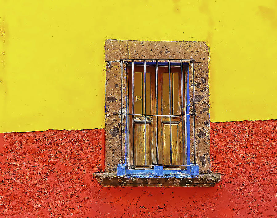 Yellow and Red Wall with Barred Window by Douglas J Fisher Yellow and Red Wall with Barred Window by Douglas J Fisher