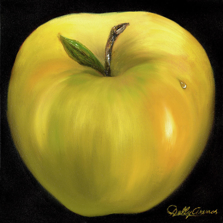 Apple Mixed Media - Yellow Apple by Nelly Arenas