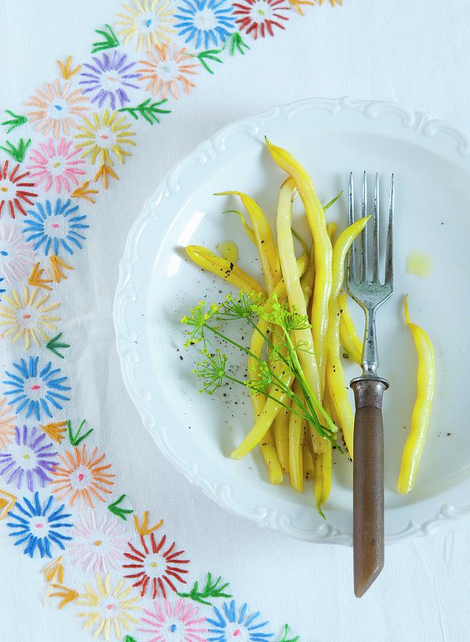 Yellow Beans With Dill Flowers Photograph by Udo Einenkel