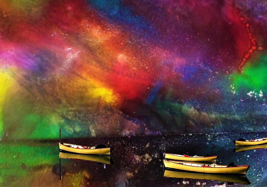 Yellow Boats Mixed Media by Mary Poliquin - Policain Creations