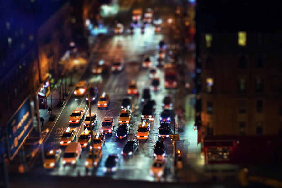 Yellow Cabs In New York At Night Photograph by Linh H. Nguyen Photography