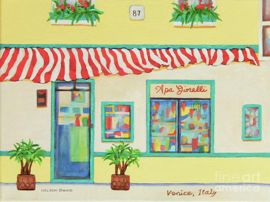 Yellow Canal Shop Painting by Sharon Nelson-Bianco