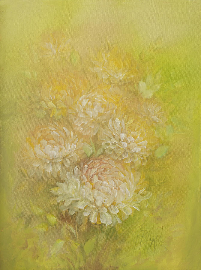 Yellow Chrysanthemums Painting by Lynne Pittard