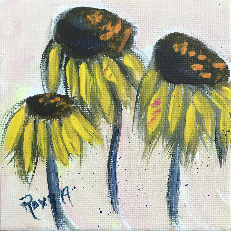 Yellow Coneflowers Painting by Roxy Rich
