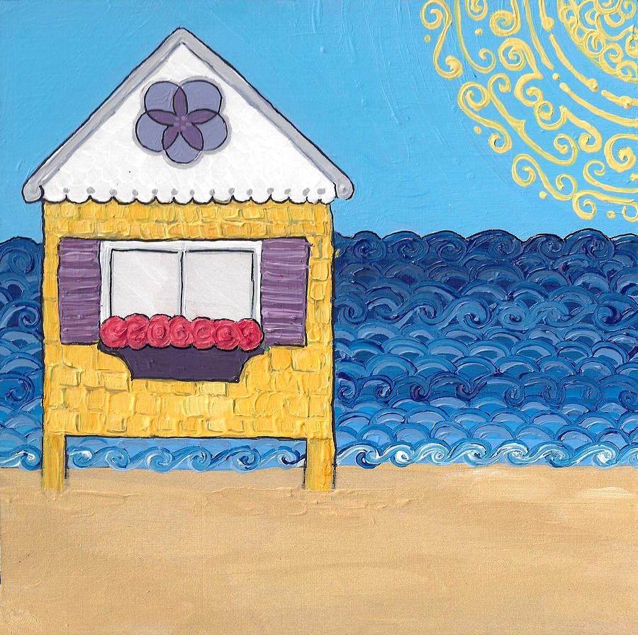 Yellow Cottage on the Beach by Caroline Sainis Yellow Cottage on the Beach by Caroline Sainis