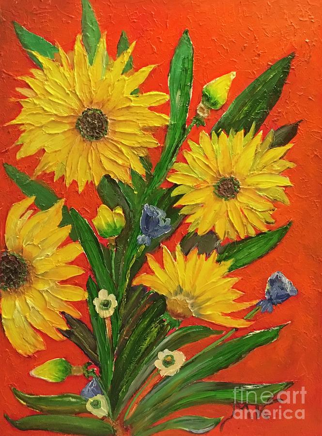 Yellow daisy  Painting by Maria Karlosak